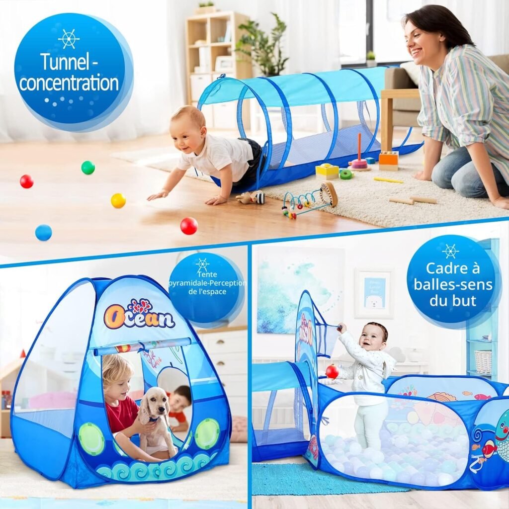 Tente de Jeu et Tunnel 3-en-1 pour Enfants – Aire de jeu complète et amusante