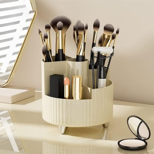 Organisateur de Pinceaux Rotatif 360° – Support élégant pour maquillage et bureau