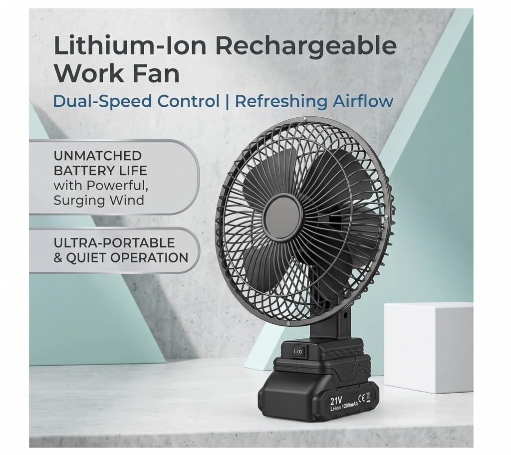 Ventilateur de Table Rechargeable avec Batterie Lithium 24V – Ventilateur puissant sans fil
