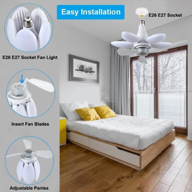 Ventilateur de Plafond Lumineux 2 en 1 avec Télécommande et Éclairage LED Puissant