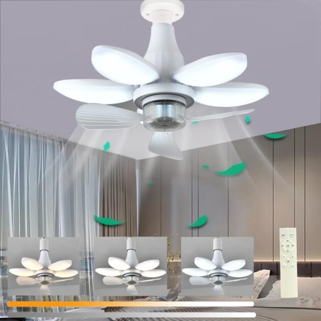 Ventilateur de Plafond Lumineux 2 en 1 avec Télécommande et Éclairage LED Puissant