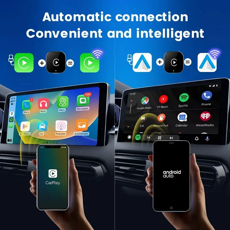 Adaptateur Sans Fil CarPlay et Android Auto 2 en 1 – Connexion Instantanée et Stable