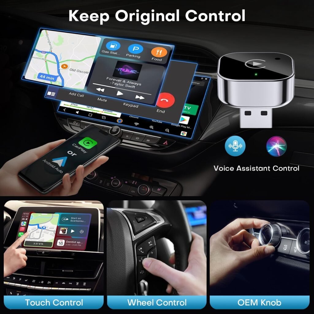 Adaptateur Sans Fil CarPlay et Android Auto 2 en 1 – Connexion Instantanée et Stable