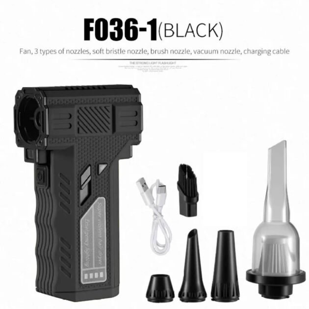 Souffleur Turbo et Aspirateur Portable F036-1 – Nettoyage 2 en 1 Puissant, Sans Fil et Multifonction