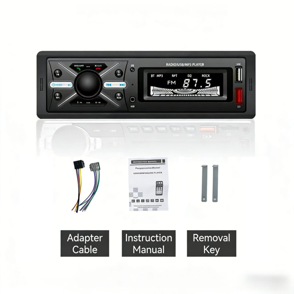 Autoradio MP3 Multimedia Player 1 DIN Bluetooth – Son Puissant, Connexion Sans Fil et Design Sport Premium