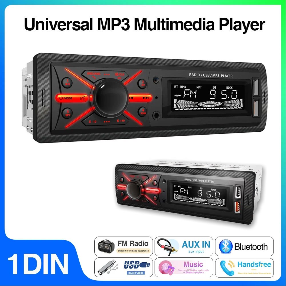 Autoradio MP3 Multimedia Player 1 DIN Bluetooth – Son Puissant, Connexion Sans Fil et Design Sport Premium