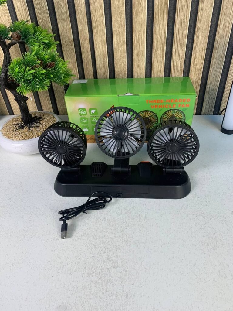 Ventilateur de Voiture USB Haute Vitesse 360° 3 Têtes – Fraîcheur totale pendant vos trajets