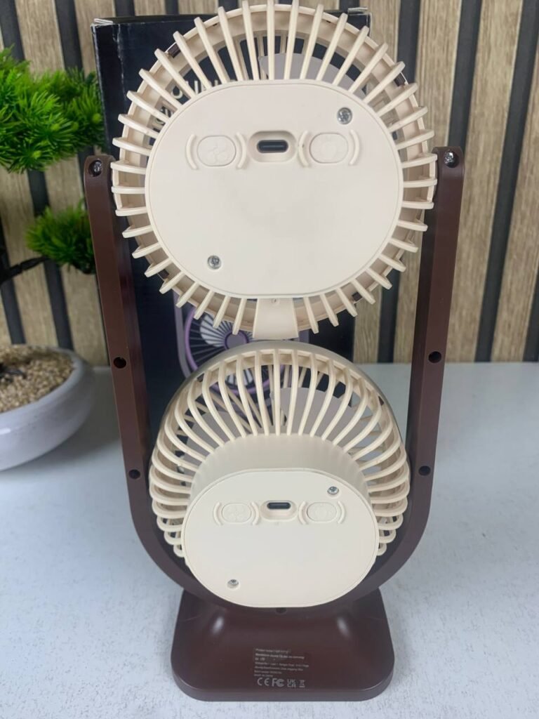 Ventilateur de Bureau Double Tête Rechargeable USB – Fraîcheur Puissante, Silencieuse et Portable