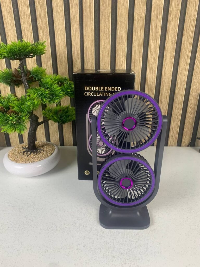 Ventilateur de Bureau Double Tête Rechargeable USB – Fraîcheur Puissante, Silencieuse et Portable