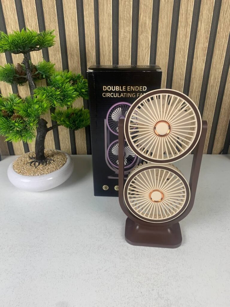 Ventilateur de Bureau Double Tête Rechargeable USB – Fraîcheur Puissante, Silencieuse et Portable