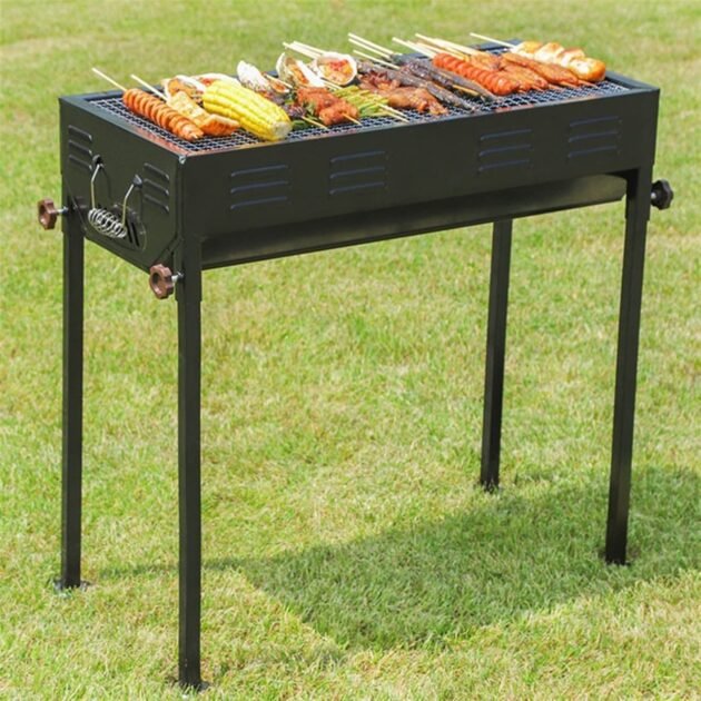 Grand Barbecue Portable Rectangulaire en Acier Inoxydable – Le compagnon parfait pour vos grillades