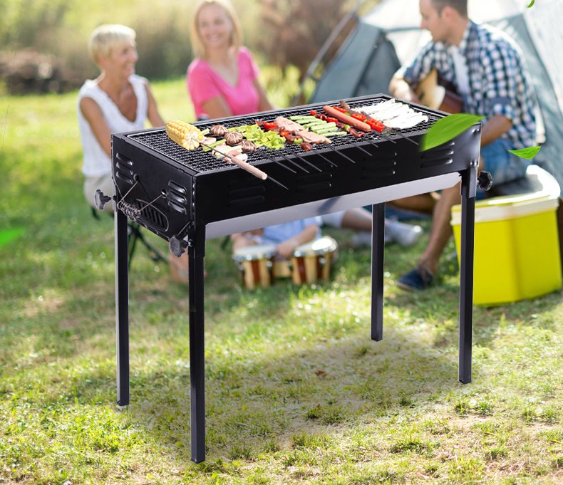 Grand Barbecue Portable Rectangulaire en Acier Inoxydable – Le compagnon parfait pour vos grillades