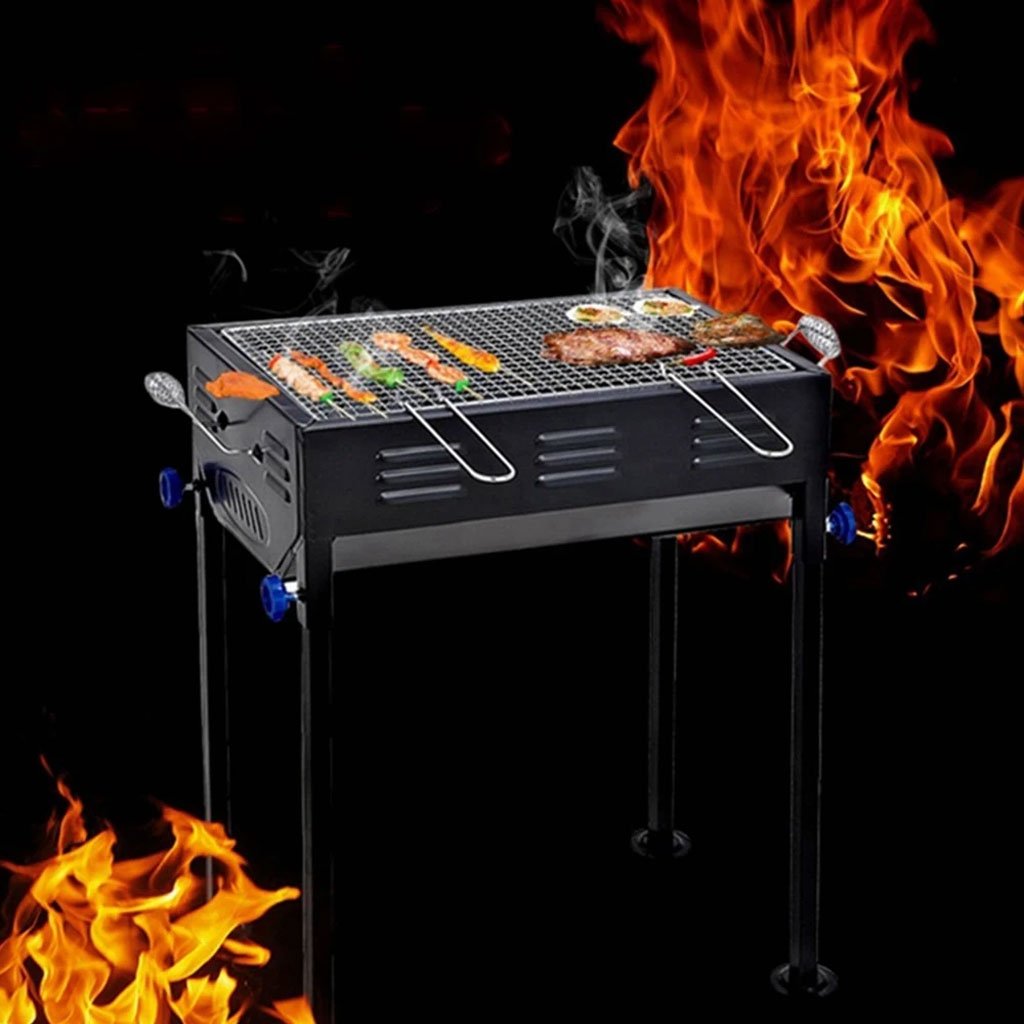 Grand Barbecue Portable Rectangulaire en Acier Inoxydable – Le compagnon parfait pour vos grillades