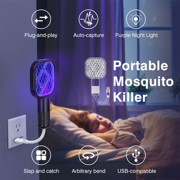 Mini Tapette à Mouches USB avec LED Violette – Protection Intelligente Anti-Moustiques