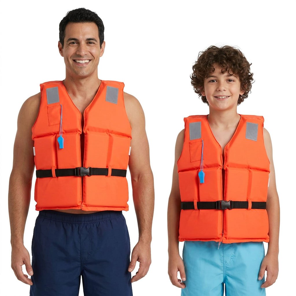Gilet de Sauvetage Professionnel Haute Flottabilité avec Sifflet – Sécurité Maximale pour Enfants & Adultes