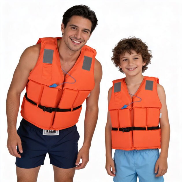 Gilet de Sauvetage Professionnel Haute Flottabilité avec Sifflet - سترة نجاة احترافية عالية الطفو للأطفال والكبار