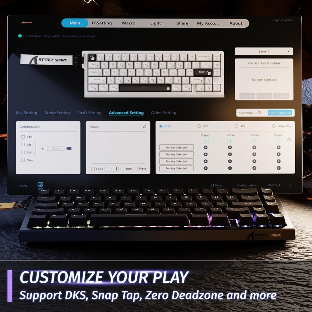 Clavier Gaming Magnétique ATTACK SHARK X68HE 60% Rapid Trigger 8000Hz