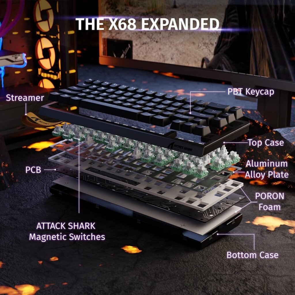 Clavier Gaming Magnétique ATTACK SHARK X68HE 60% Rapid Trigger 8000Hz