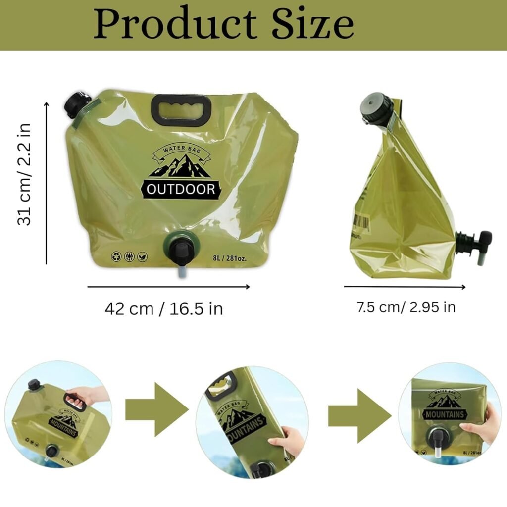 Réservoir d'eau pliable 8L — Essentiel pour camping et randonnée