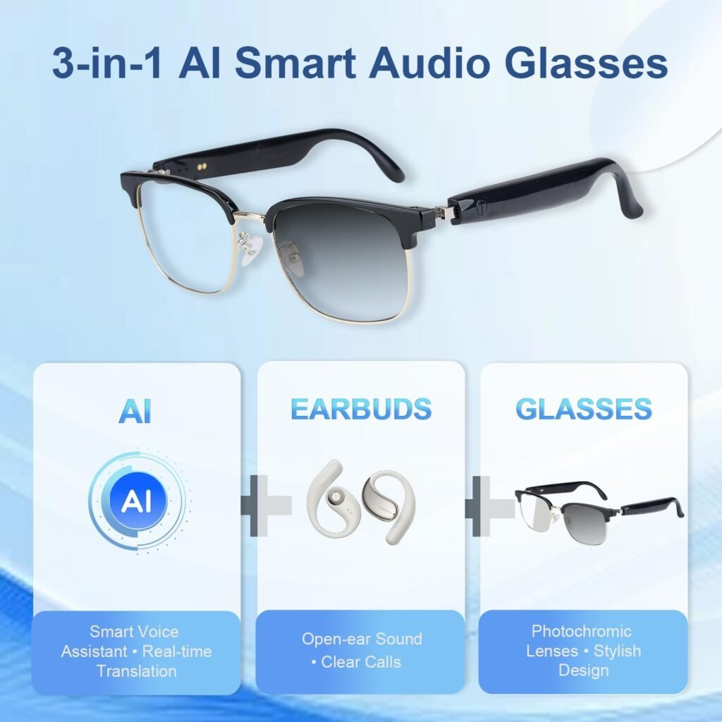 Lunettes connectées Traduction IA & Audio Open-Ear — Communication facilitée