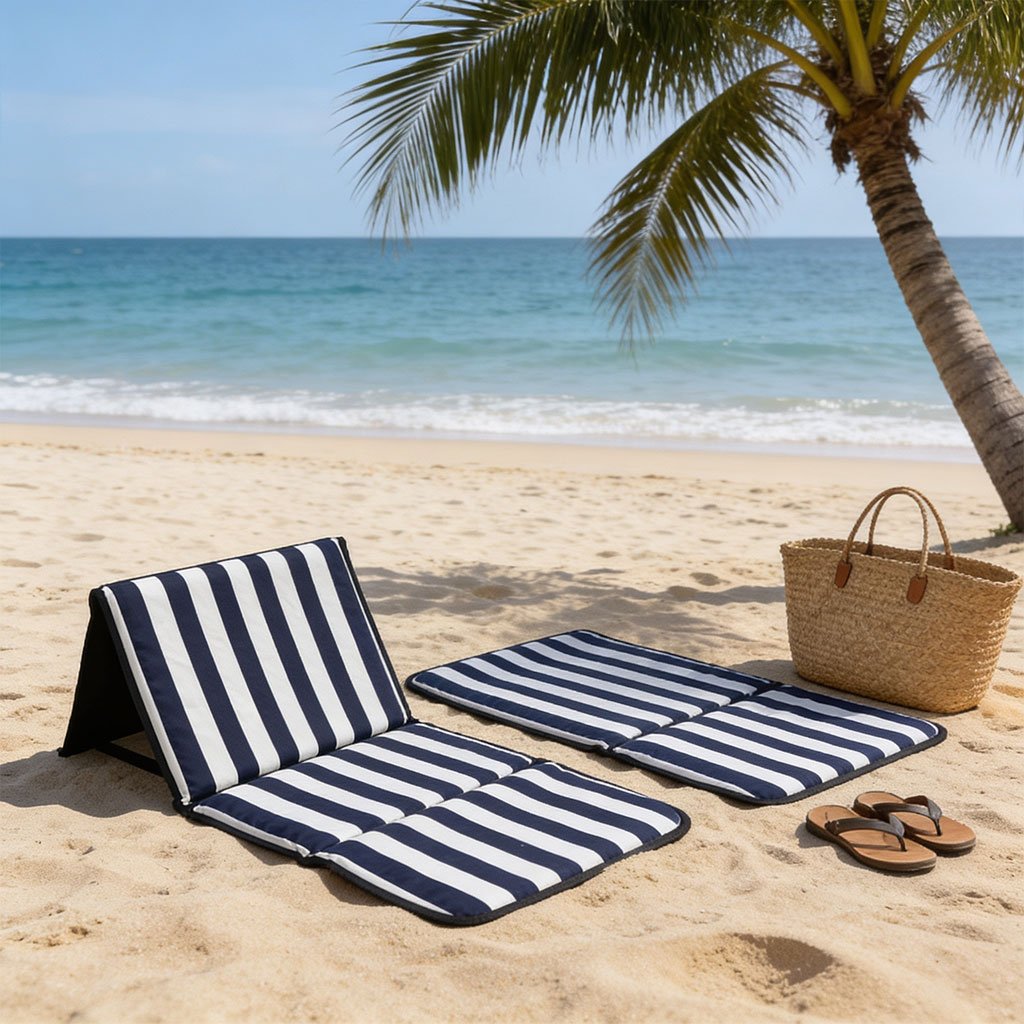 Tapis de plage pliant avec dossier réglable — Confort maximal