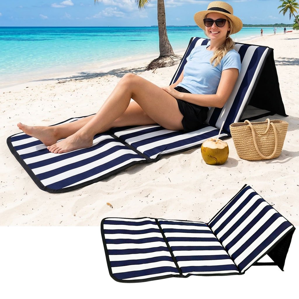 Tapis de plage pliant avec dossier réglable — Confort maximal