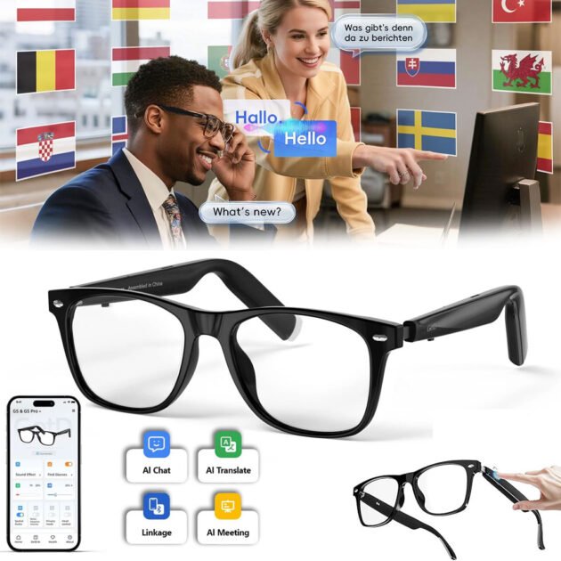 Lunettes connectées Traduction IA & Audio — Communication et confort