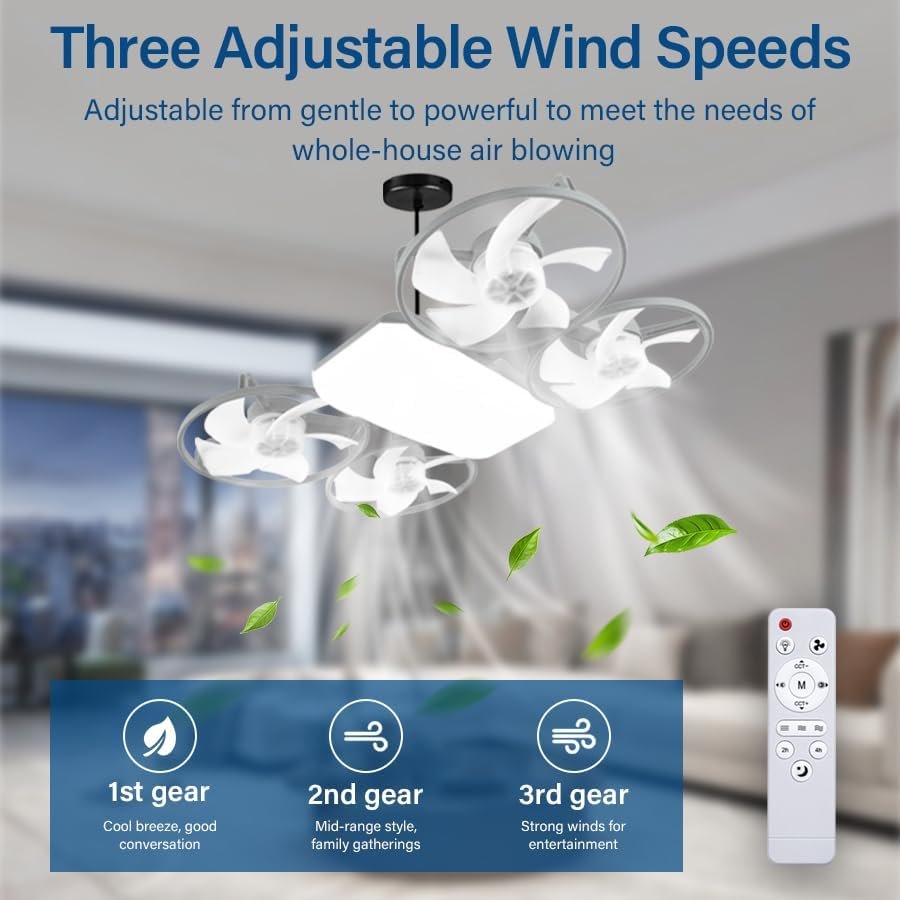 Ventilateur de Plafond Lumineux Design Drone E27 — Éclairage Intelligent