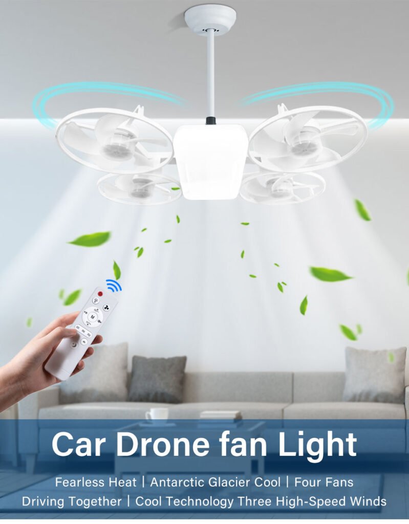 Ventilateur de Plafond Lumineux Design Drone E27 — Éclairage Intelligent
