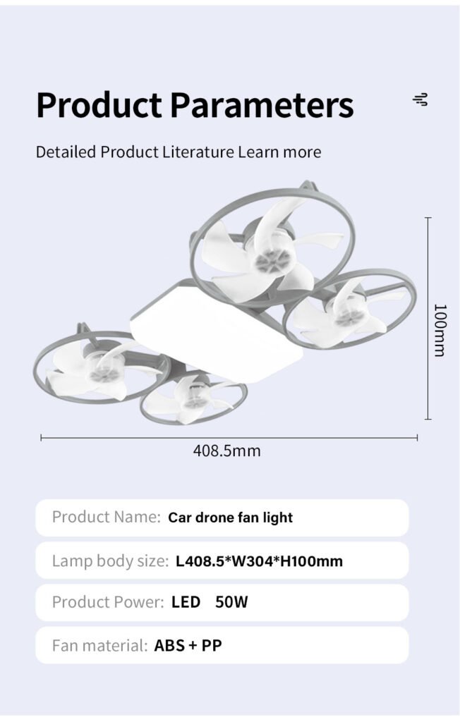 Ventilateur de Plafond Lumineux Design Drone E27 — Éclairage Intelligent