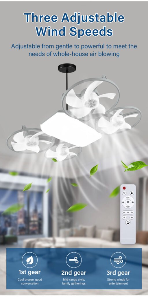 Ventilateur de Plafond Lumineux Design Drone E27 — Éclairage Intelligent