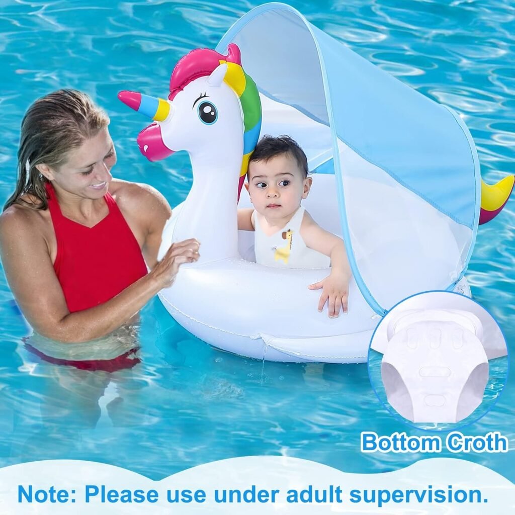 Bouée Flotteur Licorne pour Bébé avec Parasol Anti-UV
