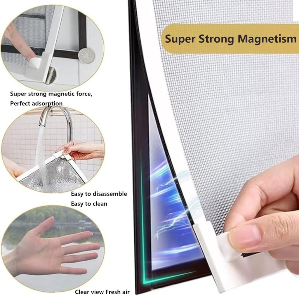 Moustiquaire Magnétique Ajustable pour Fenêtres en Maille Nano-Diamant - Protection contre les insectes et les feux