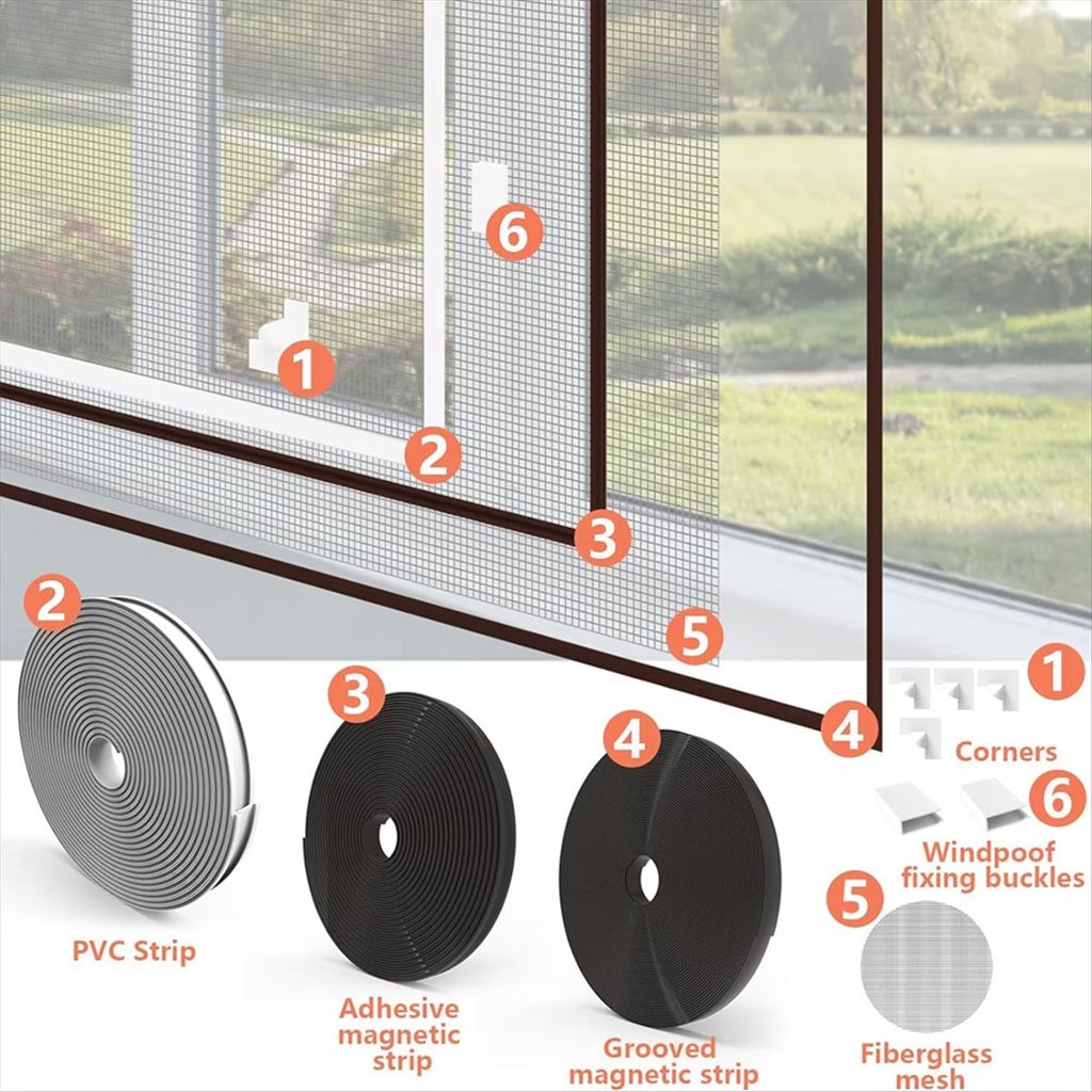 Moustiquaire Magnétique Ajustable pour Fenêtres en Maille Nano-Diamant - Protection contre les insectes et les feux