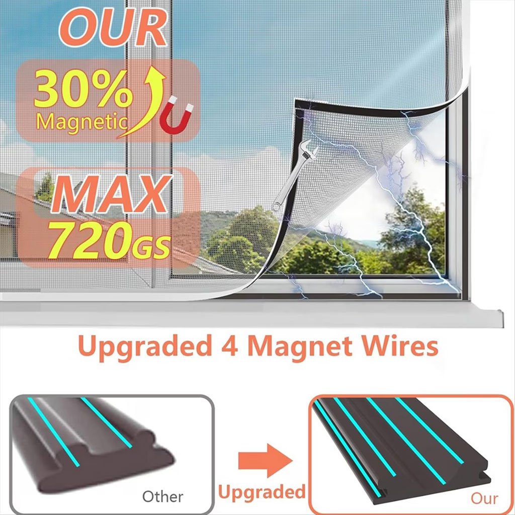 Moustiquaire Magnétique Ajustable pour Fenêtres en Maille Nano-Diamant - Protection contre les insectes et les feux