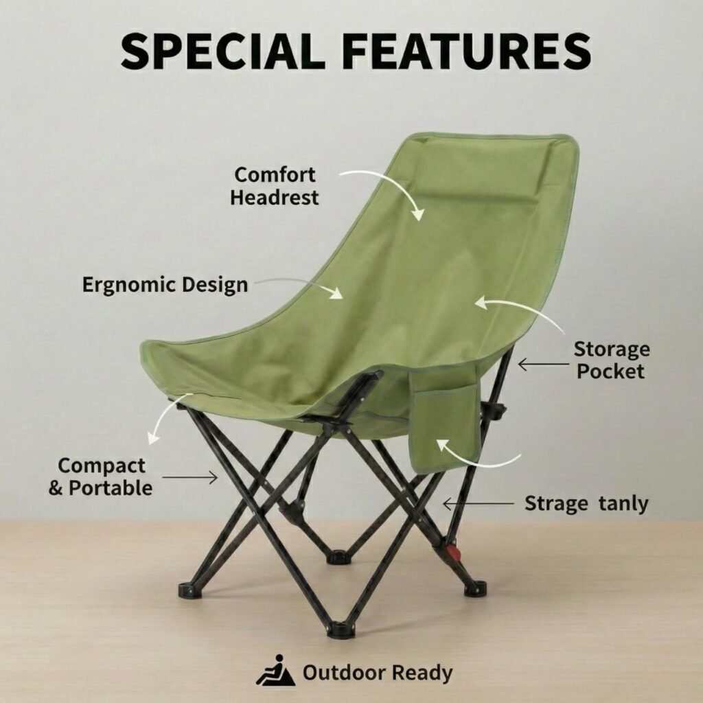 Chaise de Camping Pliante avec Dossier Réglable — Confortable