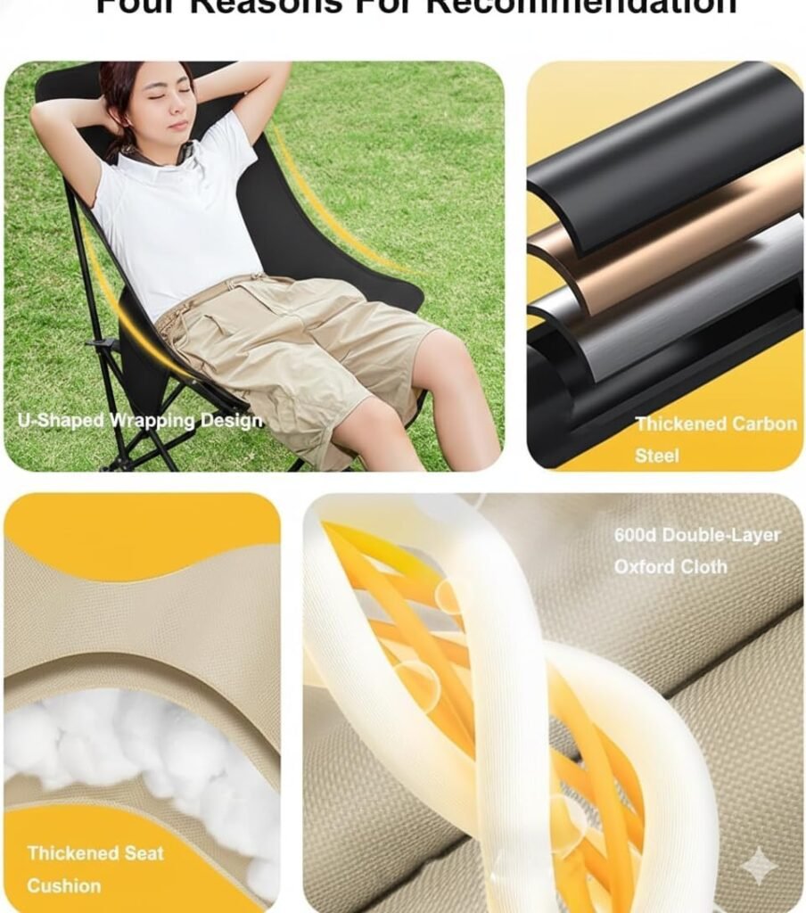 Chaise de Camping Pliante avec Dossier Réglable — Confortable