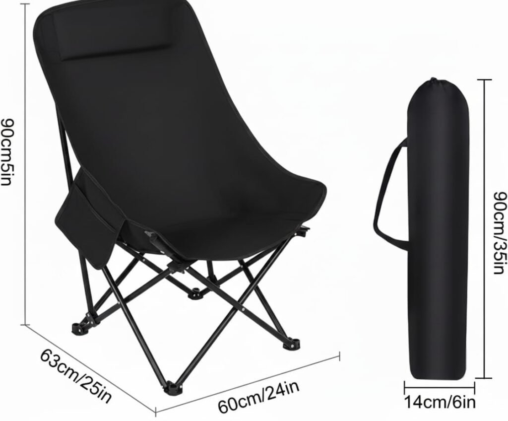 Chaise de Camping Pliante avec Dossier Réglable — Confortable