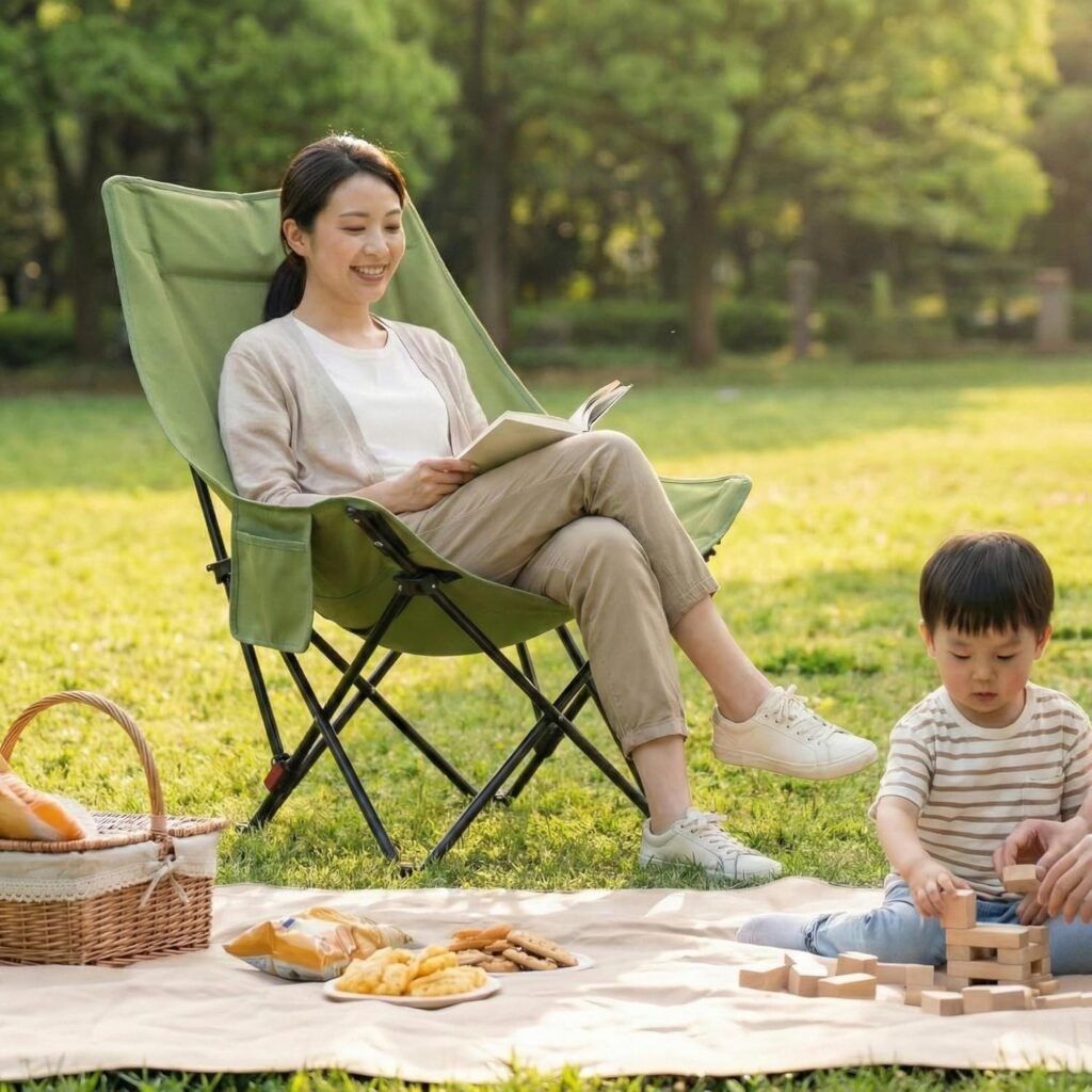 Chaise de Camping Pliante avec Dossier Réglable — Confortable