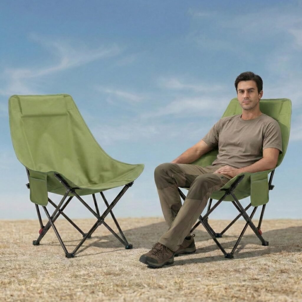 Chaise de Camping Pliante avec Dossier Réglable — Confortable