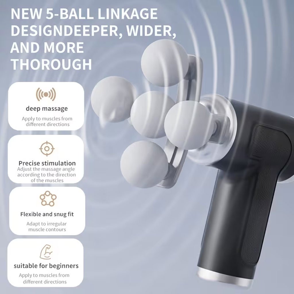 Pistolet de massage professionnel avec 9 têtes interchangeables — Relaxation totale