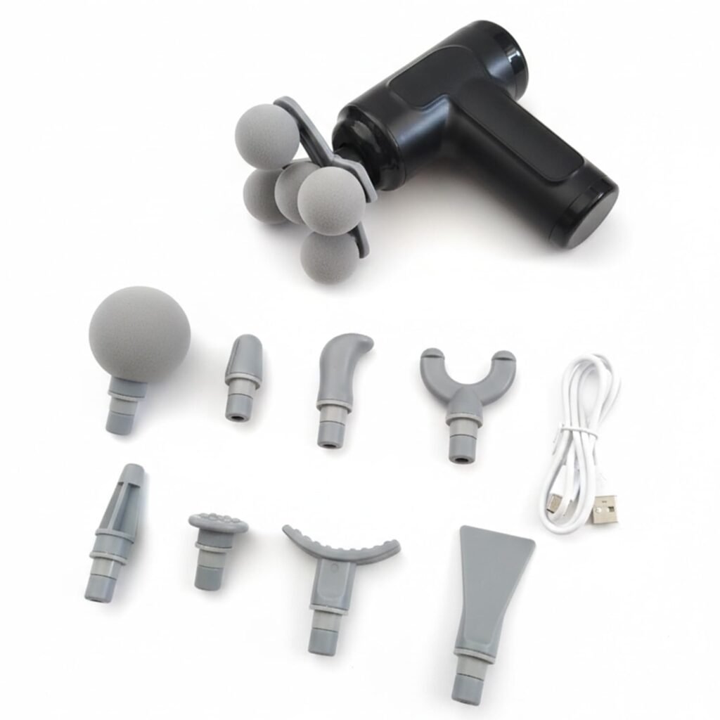 Pistolet de massage professionnel avec 9 têtes interchangeables — Relaxation totale