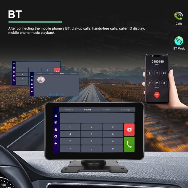Écran Autoradio Portable 7 Pouces Tactile — CarPlay et Android Auto