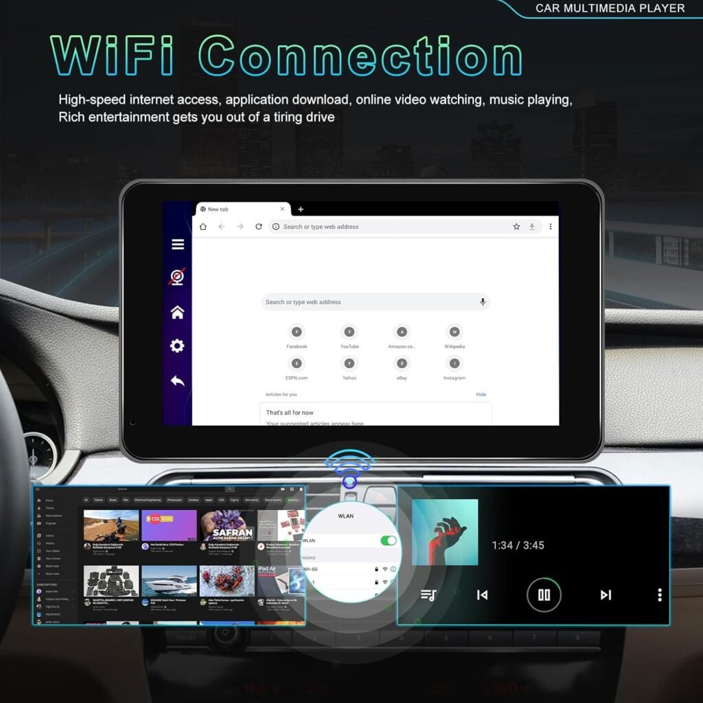 Écran Autoradio Portable 7 Pouces Tactile — CarPlay et Android Auto