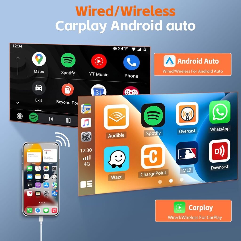 Écran Autoradio Portable 7 Pouces Tactile — CarPlay et Android Auto
