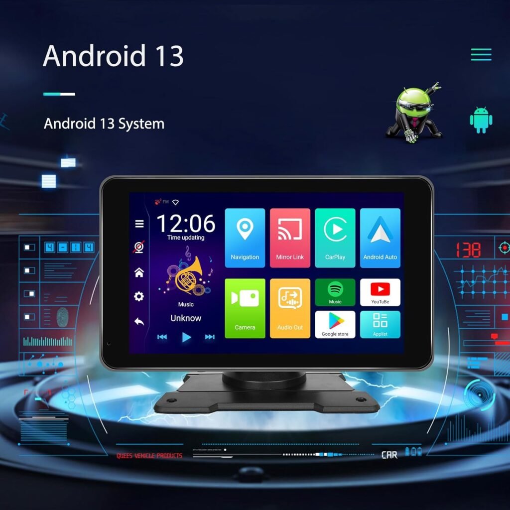 Écran Autoradio Portable 7 Pouces Tactile — CarPlay et Android Auto