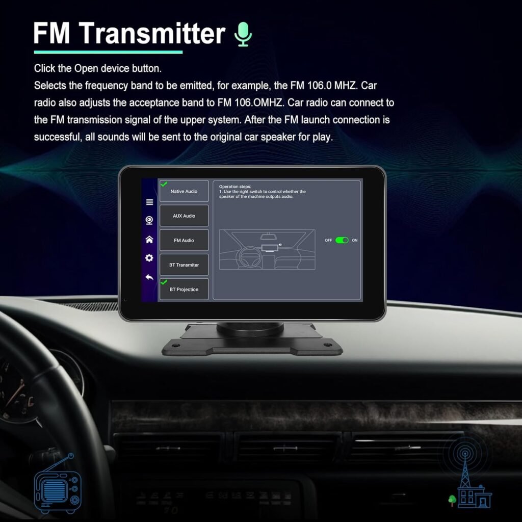 Écran Autoradio Portable 7 Pouces Tactile — CarPlay et Android Auto