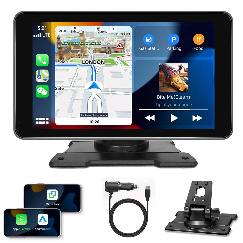Écran Autoradio Portable 7 Pouces Tactile — CarPlay et Android Auto