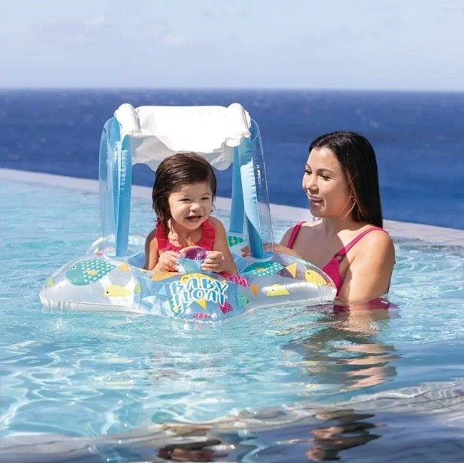 Bouée siège gonflable pour bébé avec parasol anti-UV — Sécurité et plaisir