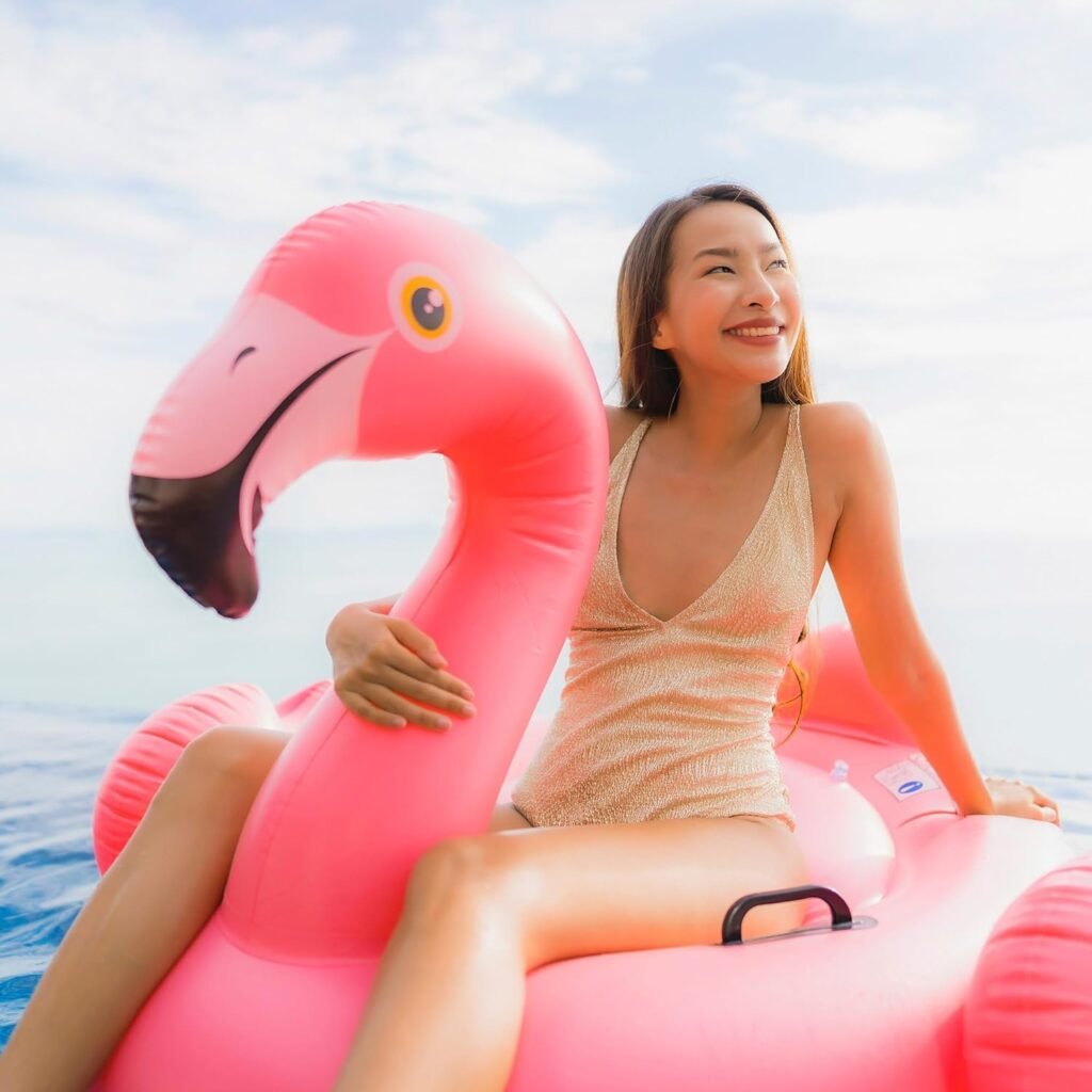 Bouée géante gonflable flamant rose — pour piscine